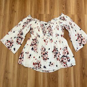 torrid White Floral Off-Shoulder Tunic